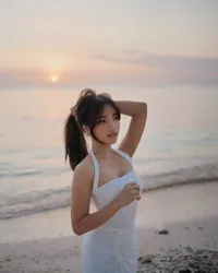 Deretan Foto Fuji Jalani Pemotretan di Pantai Saat Liburan ke Gili, Cantik Pakai Dress Putih