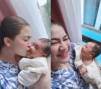 Foto Felicya Angelista Ngasuh Anak Pakai Daster, Hito Caesar dan Baby Bible Juga Ikutan