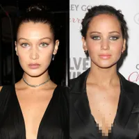 FOTO Super Mirip! Bella Hadid & Jennifer Lawrence Susah Dibedakan