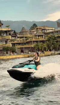 Momen Seru Wulan Guritno Ajak Anak Liburan, Main Jetski Sambil Nikmati Keindahan Danau Toba