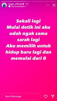 Sering Umbar Keromantisan dan Kemesraan, Tegar Septian Ngaku Sudah Pisah Dengan Istri: Aku Udah Terlalu Capek