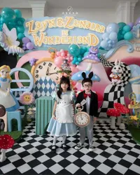 Syahnaz Sadiqah Rayakan Ultah Anak Kembar, Dekor Gemas Alice in Wonderland