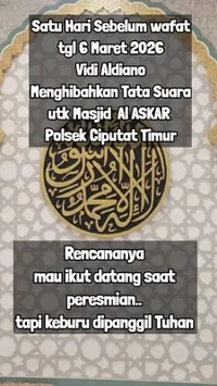 Vidi Aldiano Sumbang Satu Set Audio Untuk Mushola Sehari Sebelum Meninggal