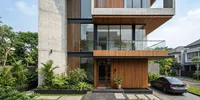 7 Inspirasi Fasad Modern Beton, Kaca, dan Kayu agar Rumah Terlihat Elegan
