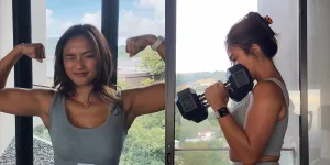 5 Potret Cantik Marion Jola Latihan di Gym, Fokus Bikin Lengan Kencang