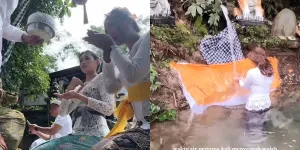 6 Potret Marion Jola Jalani Melukat di Bali Bareng Warga Lokal