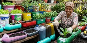 7 Ide Mengubah Sampah Plastik Rumah Tangga Jadi Kebun Sayur Mini di Lahan Sempit
