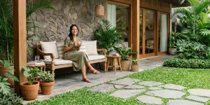 7 Ide Model Teras Batu Alam dan Rumput Gajah Mini untuk Hunian Natural