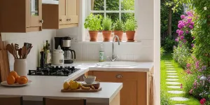 7 Inspirasi Dapur Dekat Taman yang Bikin Ruang Mungil Terasa Sejuk dan Terang