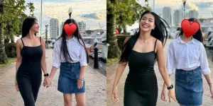 7 Potret Denada Bareng Aisha Sang Anak yang Sudah Beranjak Remaja, Tingginya Sudah Hampir Sama - Wajah Masih Ditutupi