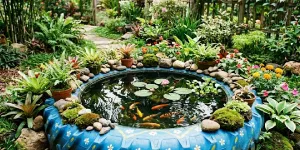 Cara Bikin Kolam Mini dari Ban Bekas untuk Hiasan Taman Rumah