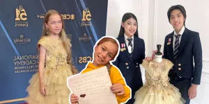 Desain Karya Mischka Devon Dipakai Artis Cilik Hollywood Jophielle Love di Red Carpet Emmy Awards