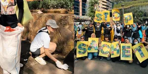 Nggak Cuma Cinta Laura, Ini 7 Potret Angela Gilsha Lakukan Aksi Pungut Sampah di Citayam Fashion Week: Boleh Slebew Tapi Jaga Kebersihan