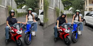 'P Info Balap', Aksi Kocak Fuji dan Erika Carlina Naik Motor Mini Bikin Gemas