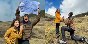 Tanpa Berlama-lama Pacaran, Nathalie Holscher Langsung Dilamar Ladislao Camara  di Puncak Gunung Gede: She Said Yes!