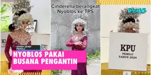 Unik! Seorang Wanita Nyoblos Pemilu Pakai Busana Pengantin