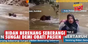 Viral Video Bidan Berenang Seberangi Sungai Demi Obati Pasien Karena Jembatan Rusak