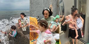10 Potret Nadine Chandrawinata Momong Dua Anak, Selalu Waspada Awasi Djiwa Bereksplorasi - Ajak Main Baby Djala