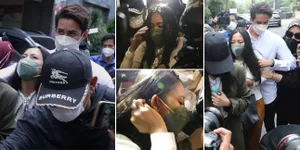 8 Potret Rachel Vennya Datangi Kantor Polisi Ditemani Salim Nauderer, Terobos Kerumunan Kamera & Pilih Bungkam