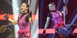 11 Potret Dewi Perssik Ungkap Tantangan Aksi Pole Dance di Konser Raya HUT Indosiar