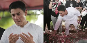 12 Foto Suasana Haru Pemakaman Sang Bunda, Vino G Bastian Tak Kuasa Menahan Air Mata