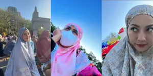 15 Potret Salat Idul Fitri Artis: Berpayung Langit Biru Cerah, Hesti Purwadinata Disundul Balon Mainan 