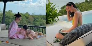7 Foto Hot Mama Julie Estelle Liburan di Bali, Tampil Cantik Sambil Momong Anak