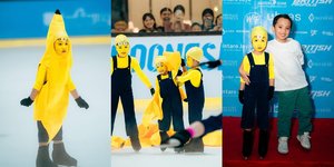 7 Potret Chava Anak Rachel Vennya Ice Skating Pakai Kostum Pisang Minion, Gemas Imut Banget