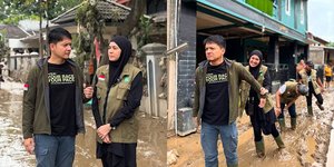 7 Potret Dhini Aminarti & Dimas Seto Bantu Korban Banjir di Bogor, Ada Aja Gebrakannya Cari Amal Soleh