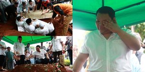 7 Potret Putra Mat Solar Tak Kuasa Tahan Air Mata di Pemakaman Ayahnya, Tak Sempat Dampingi di Detik-Detik Terakhir