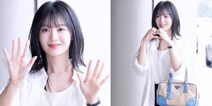 8 Potret Airport Fashion Kim Ji Won Berangkat ke Osaka, Tetap Cantik Meski Dandan Simple