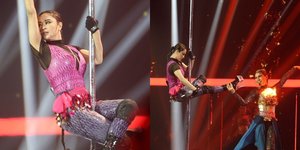 8 Potret Aksi Panggung Dewi Perssik di HUT 3 Dekade Indosiar, Tampil Energetik Saat Pole Dance