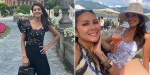 8 Potret Farah Quinn Pancarkan Pesona Hot Mama Saat Liburan ke Danau Como Italia