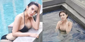 8 Potret Hot Maria Vania Kenakan Bikini Saat di Kolam Renang, Pamer Body Goals Ramping dan Tato Naga Jadi Sorotan