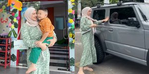 8 Potret Irish Bella Jemput Air Rumi Sekolah, Tetap Cantik meski Berdaster