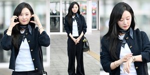 8 Potret Kim Ji Won Tampil Chic dan Elegan di Bandara Incheon, Siap Terbang ke Hong Kong untuk Schedule di Luar Negeri