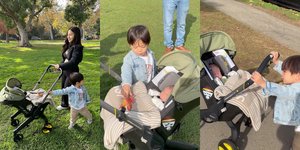 8 Potret Nikita Willy Perdana Ajak Baby Nael Idris Jalan-jalan, Issa Ikut Dorong Stroller Sang Adik - Masih Pakai Panggilan 'Dudung'