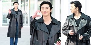 8 Potret Park Seo Joon Berangkat ke Paris, Ganteng Pakai Mantel Kulit - Bikin Meleleh Pas Pose Hati