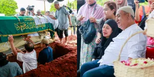 8 Potret Pemakaman Hj. Agustini, Bella Shofie Hanya Bisa Menyaksikan Lewat Video Call - Sang Adik Bersimbah Air Mata di Atas Pusara
