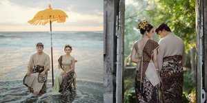 8 Potret Prewedding Rizky Febian dan Mahalini di Tepi Pantai, Kompak Bak Bangsawan Bali - Bawa Untaian Melati dengan Anggun 