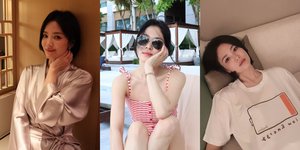 8 Potret Song Hye Kyo Santai di Resor Mewah, Cantik Pakai Swimsuit - Kaus Oblong Pasca Event Chaumet