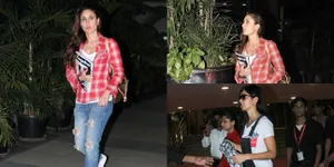 Airport Fashion Cuek! Ini Adu Gaya Jeans Belel Kareena Vs Katrina