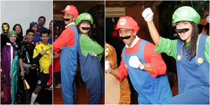 Aksi Kompak Fitri Tropica dan Tunangan Dalam Kostum Mario Bros
