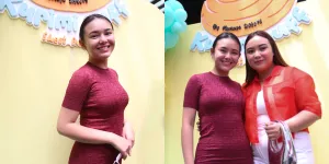 Amanda Manopo Serius Bisnis Kue, Tampil Anggun Natural dengan Dress Maroon di Acara Launching 