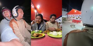 Bahagia dalam Kesederhanaan, 10 Potret Arie Kriting dan Indah Permatasari Makan Pecel Ayam di Warung Tenda - Romantis Boncengan Naik Vespa