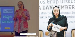 Bella Fawzi Pidato di Kedutaan Uzbekistan Gantikan Mendiang Marissa Haque