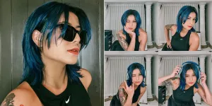 Berani Tampil Beda, Awkarin Kembali Ganti Warna Rambut Jadi Biru - Makin Cantik & Keren Banget!