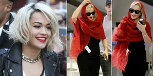 Cantiknya Gaya Rita Ora Saat Pakai Kerudung