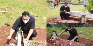 Datang Sendiri Setelah Semua Orang Pergi, Intip Potret Haru Vicky Prasetyo Ziarah ke Makam Ibunda Kalina Ocktaranny