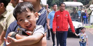 FOTO: Asuh Cucu, Jokowi Ajak Jan Ethes Main ke Kebun Raya Bogor